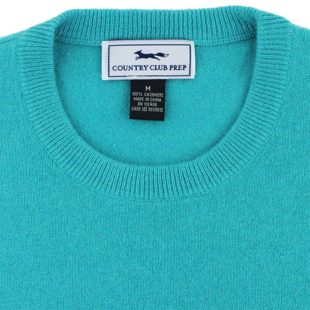 Yacht Club Cashmere Crew Neck Sweater in Reef Green by Country Club Prep - Country Club Prep