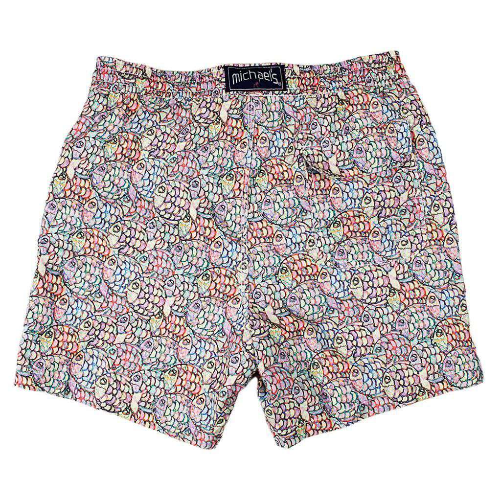 Abstract Fish Swim Trunks in Blue by Michael's - Country Club Prep