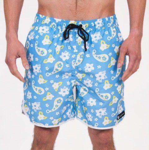 Country Clubbers Paisley Swim Trunks in Blue by Rowdy Gentleman - Country Club Prep