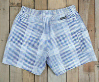 Dockside Swim Trunk in Navy and Blue Seersucker Gingham by Southern Marsh - Country Club Prep