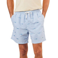 Embroidered Shark Seersucker Swim Trunk by Southern Tide - Country Club Prep