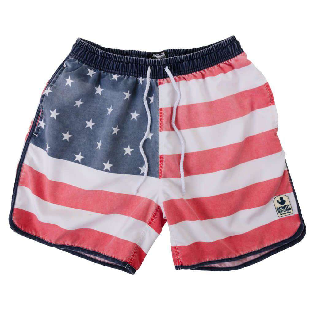 Faded American Flag Swim Trunks by Rowdy Gentleman - Country Club Prep