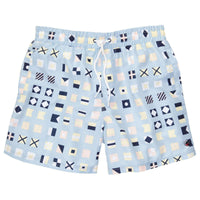 Flags Swim Trunks in Hydrangea Blue by Southern Proper - Country Club Prep