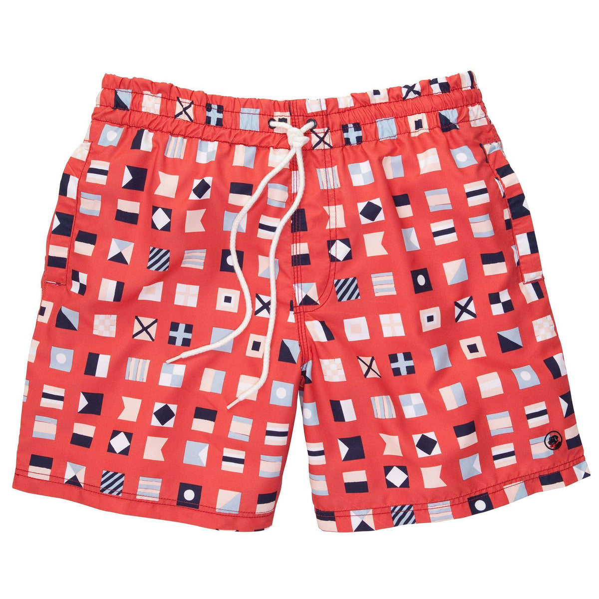 Flags Swim Trunks in Red by Southern Proper - Country Club Prep