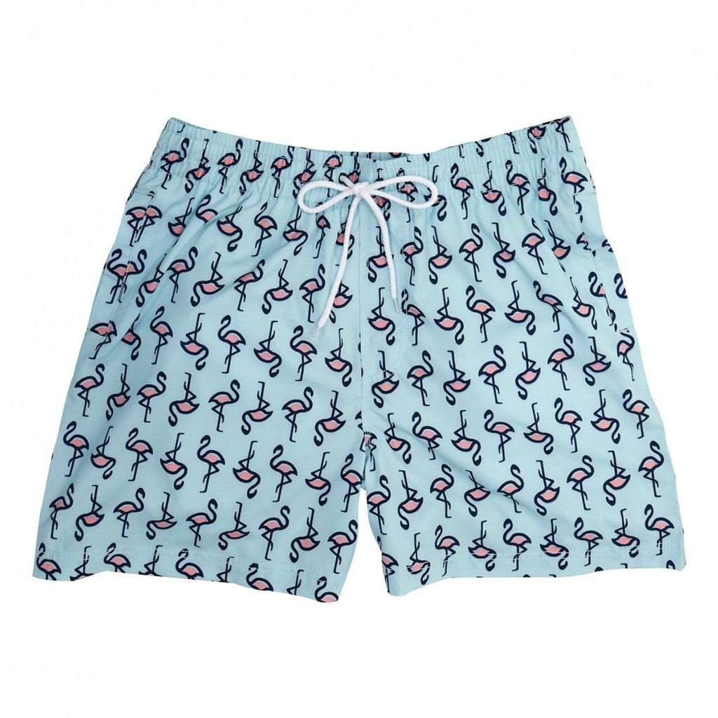 Flamingo Swim Trunks in Pool Blue by Southern Proper - Country Club Prep