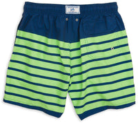 For Shore Stripe Swim Trunks in Yacht Blue/Island Green by Southern Tide - Country Club Prep