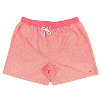 Fractured Lines Dockside Swim Trunk in Strawberry Fizz & Melon by Southern Marsh - Country Club Prep