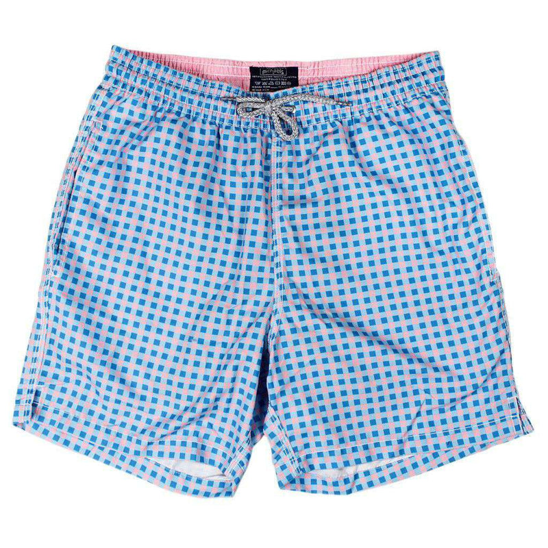 Gingham Swim Trunks in Blue and Pink by Michael's - Country Club Prep