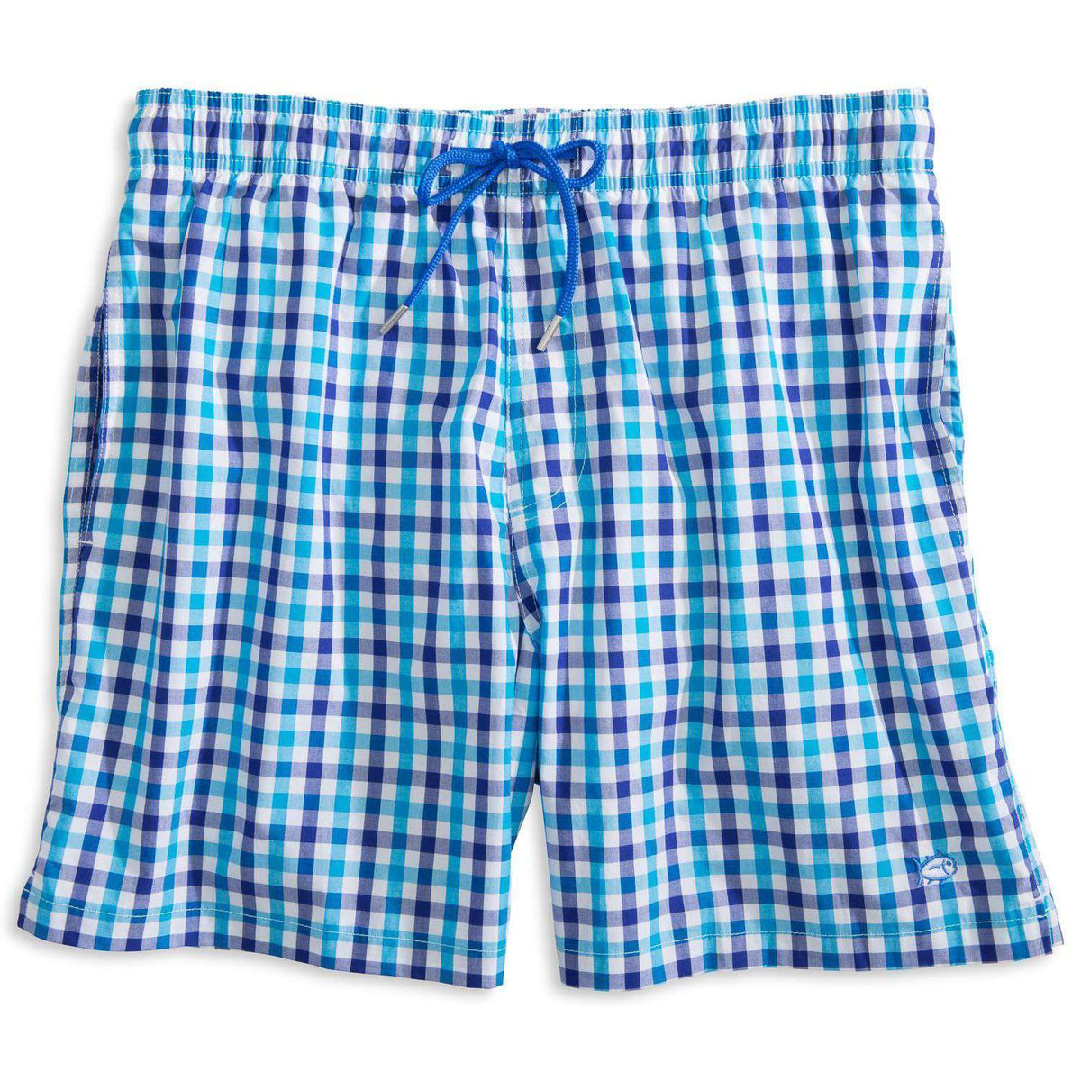 Gingham Swim Trunks in Scuba Blue by Southern Tide - Country Club Prep