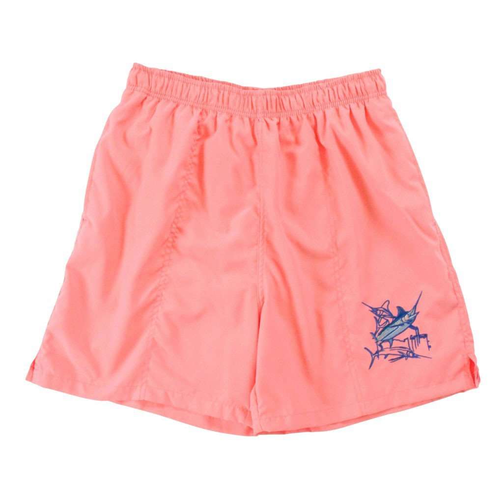 Grand Slam Swim Trunks in Coral by Guy Harvey - Country Club Prep