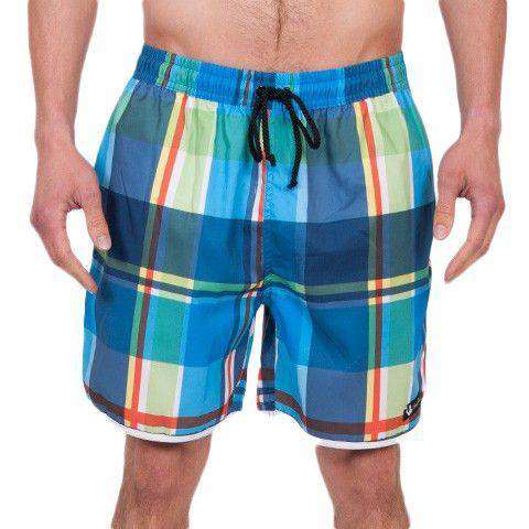 Ivy Leaguers Swim Trunks in Blue Plaid by Rowdy Gentleman - Country Club Prep