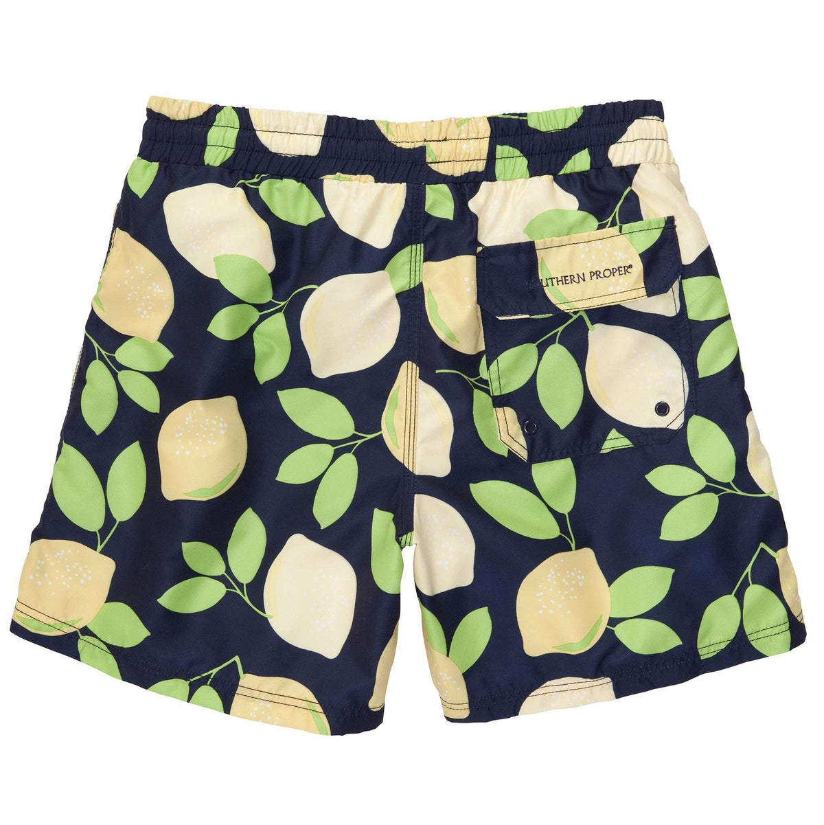 Lemon and Lime Swim Trunks in Navy by Southern Proper - Country Club Prep