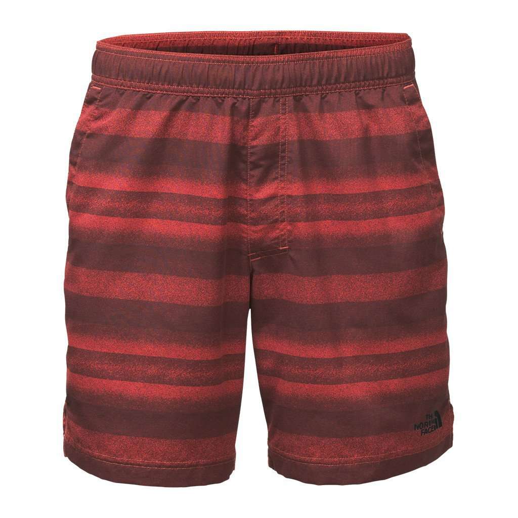 Men's 5" Class V Pull-On Trunks in Sunbaked Red Static Stripe by The North Face - Country Club Prep