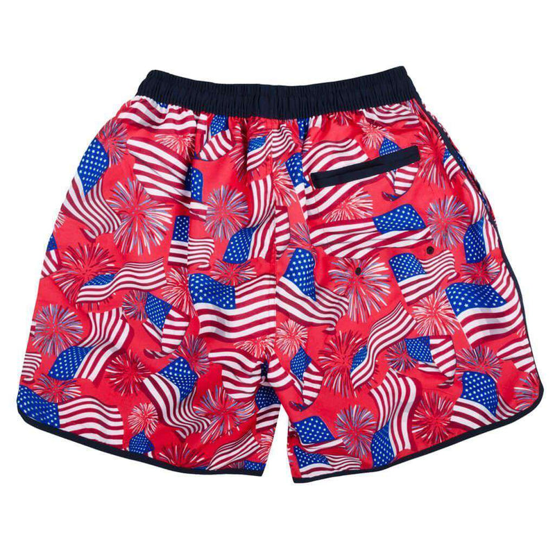 National Anthem Swim Trunks in Red by Rowdy Gentleman - Country Club Prep