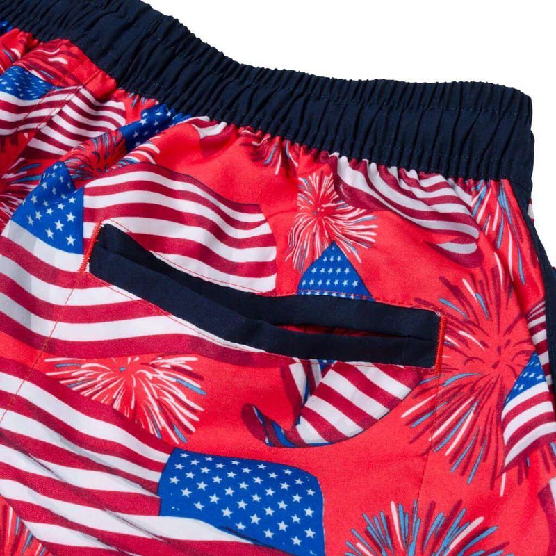 National Anthem Swim Trunks in Red by Rowdy Gentleman - Country Club Prep