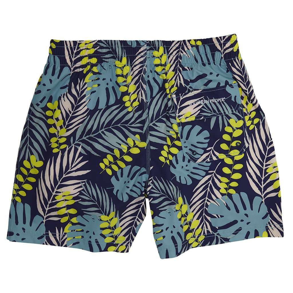 Palm Swim Trunks in Navy by Southern Proper - Country Club Prep
