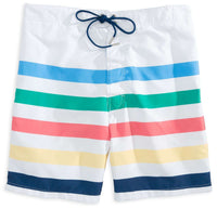 Prep Stripe Swim Trunks in White w/ Signature Stripes by Southern Tide - Country Club Prep