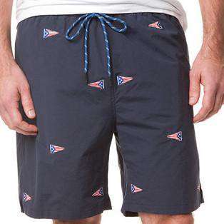 Sandbar Swimsuit with Embroidered American Burgee in Atlantic by Castaway Clothing - Country Club Prep