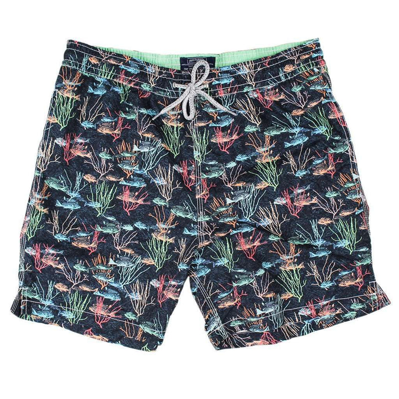 School of Fish Swim Trunks in Navy by Michael's - Country Club Prep