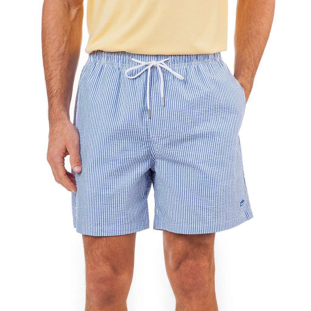 Seersucker Swim Trunk in Cobalt Blue by Southern Tide - Country Club Prep