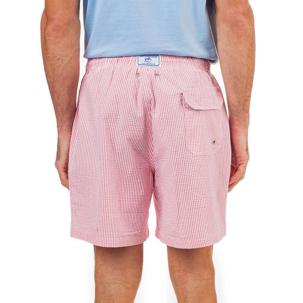 Seersucker Swim Trunk in Sunset Coral by Southern Tide - Country Club Prep