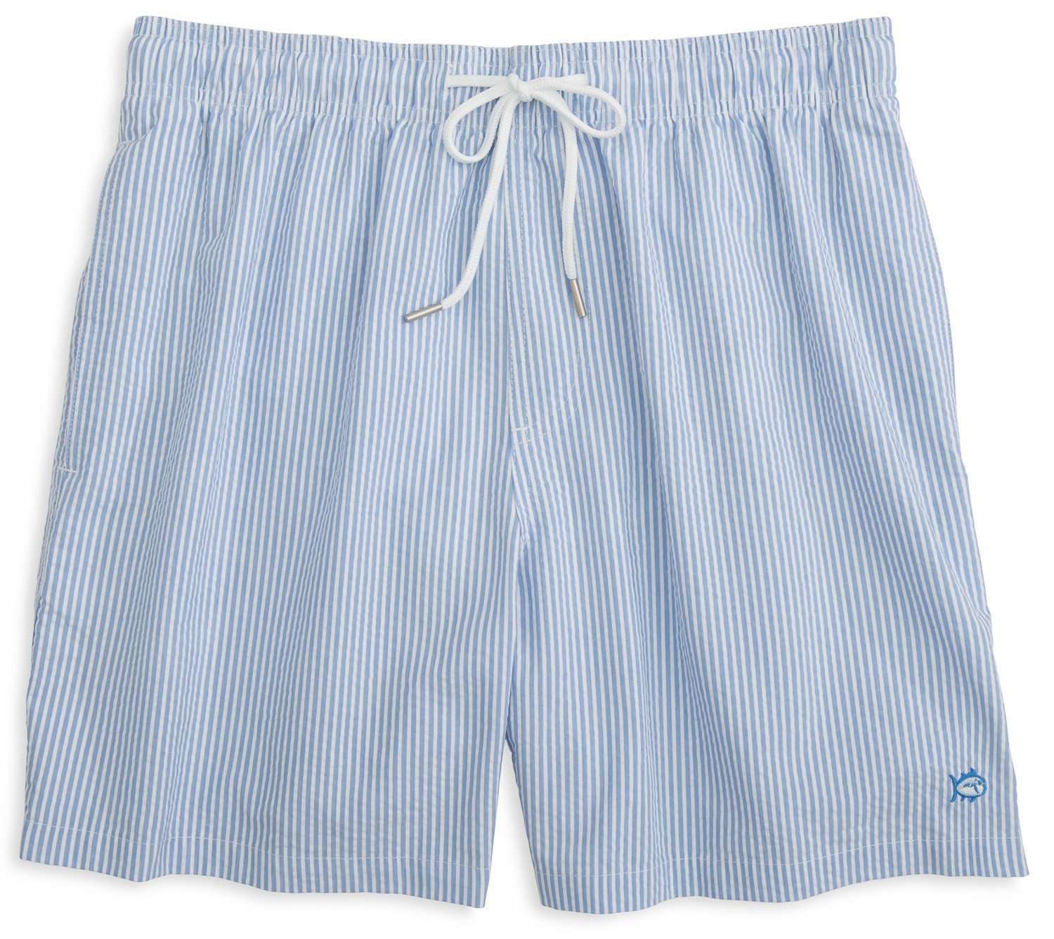 Southern Tide Seersucker Swim Trunks in Blue – Country Club Prep