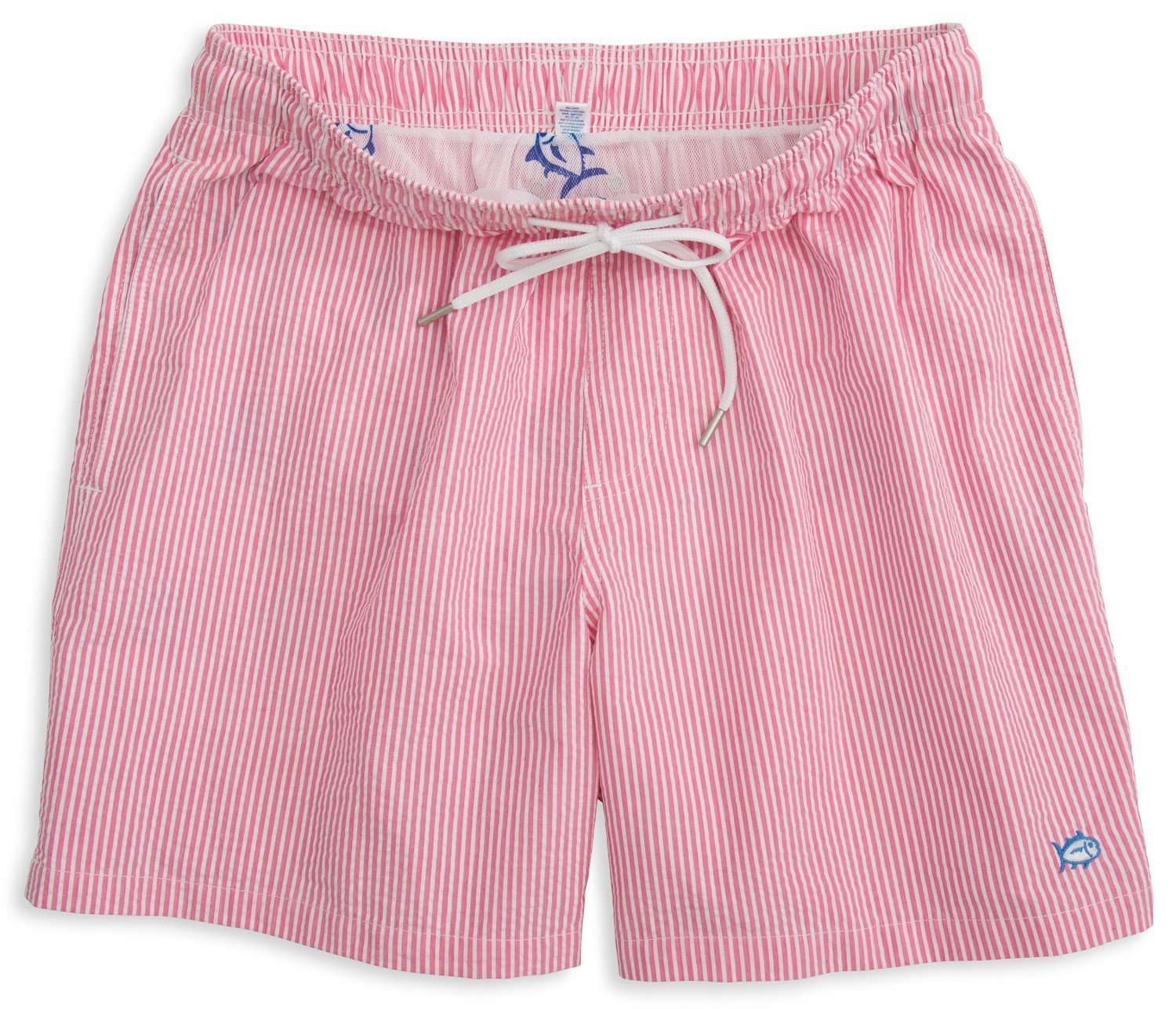 Southern Tide Seersucker Swim Trunks in Pink – Country Club Prep