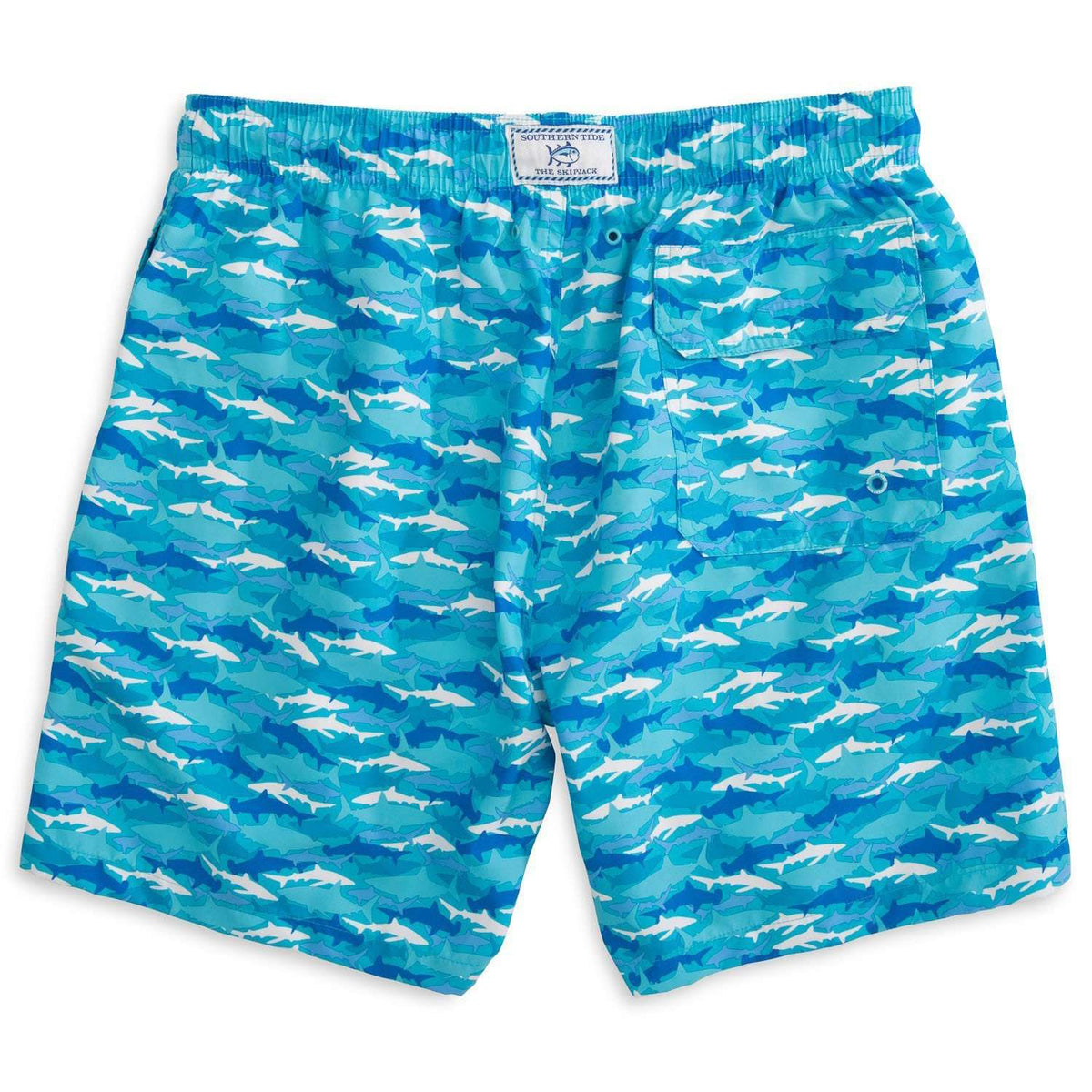 Shark Frenzy Swim Trunk in Scuba Blue by Southern Tide - Country Club Prep