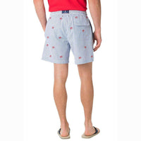Skipjack Embroidered Seersucker Swim Trunk in Blue by Southern Tide - Country Club Prep