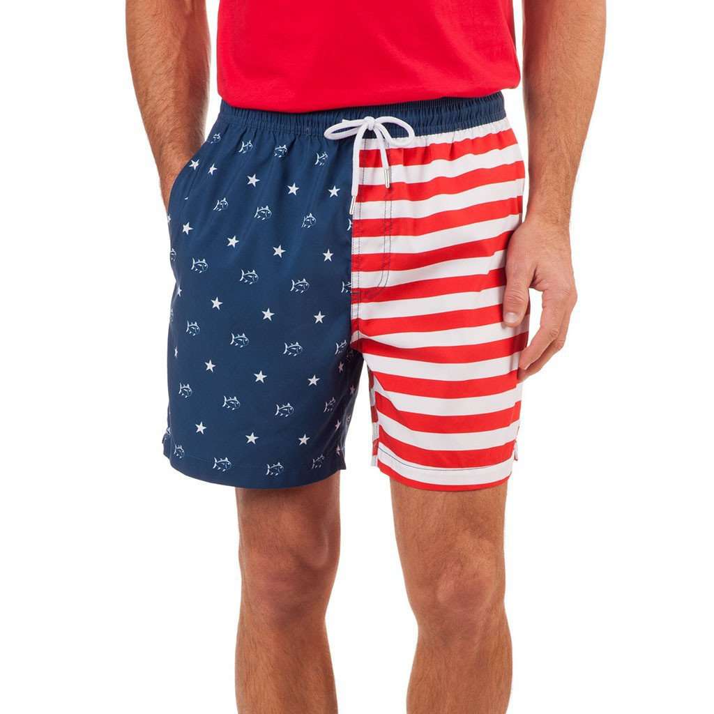 Skipjack Flag Swim Trunk by Southern Tide - Country Club Prep