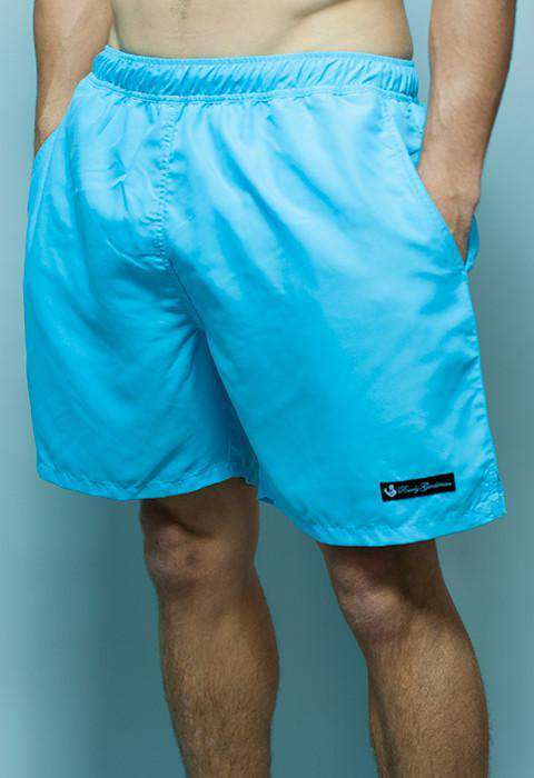 Solid Black Label Swim Trunks in Aqua Blue by Rowdy Gentleman - Country Club Prep