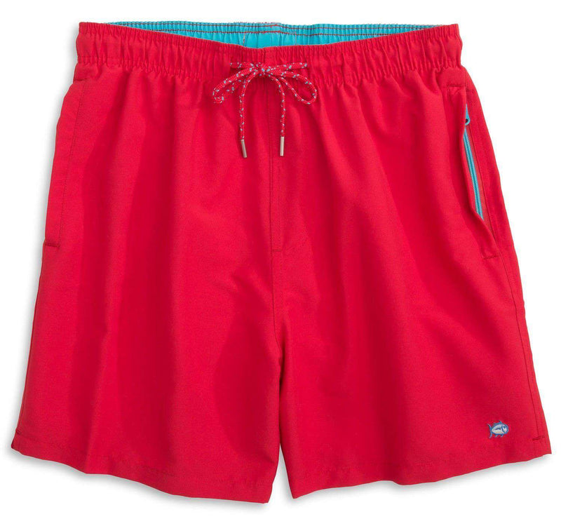 Solid Swim Trunks in Channel Marker Red by Southern Tide - Country Club Prep