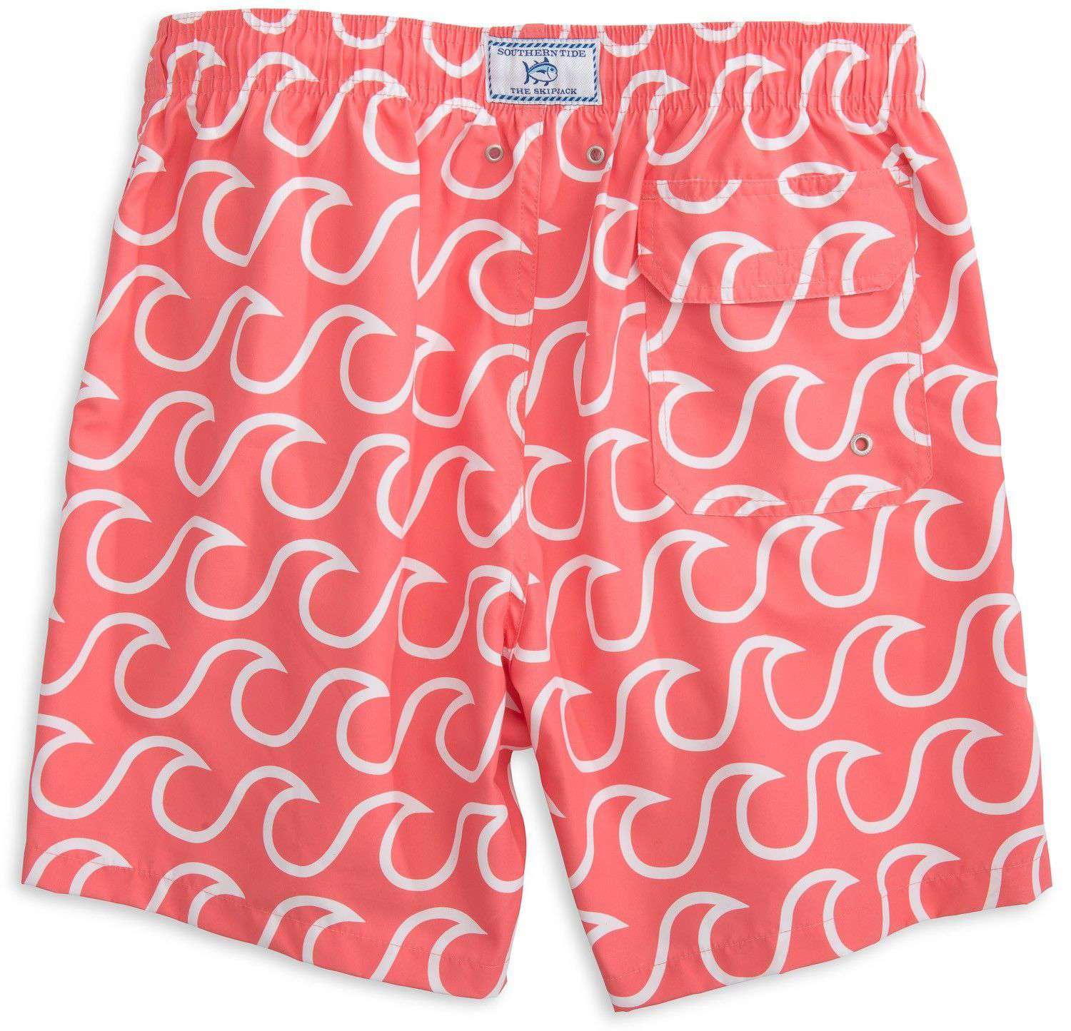 Surfs Up Swim Trunks in Sunset Red by Southern Tide - Country Club Prep