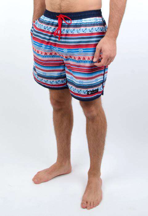 The Nautical Swim Trunks in Multi-color by Rowdy Gentleman - Country Club Prep