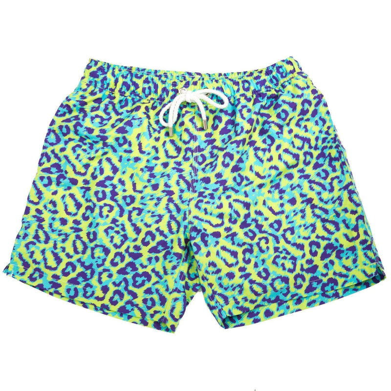 The Neon Leopard Swim Trunk in Multi by Kennedy - Country Club Prep