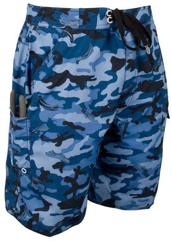 Waterman Board Shorts in Blue Camo by AFTCO - Country Club Prep