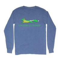 19th Hole Longshanks Logo Long Sleeve Tee in Blue Jean by Country Club Prep - Country Club Prep
