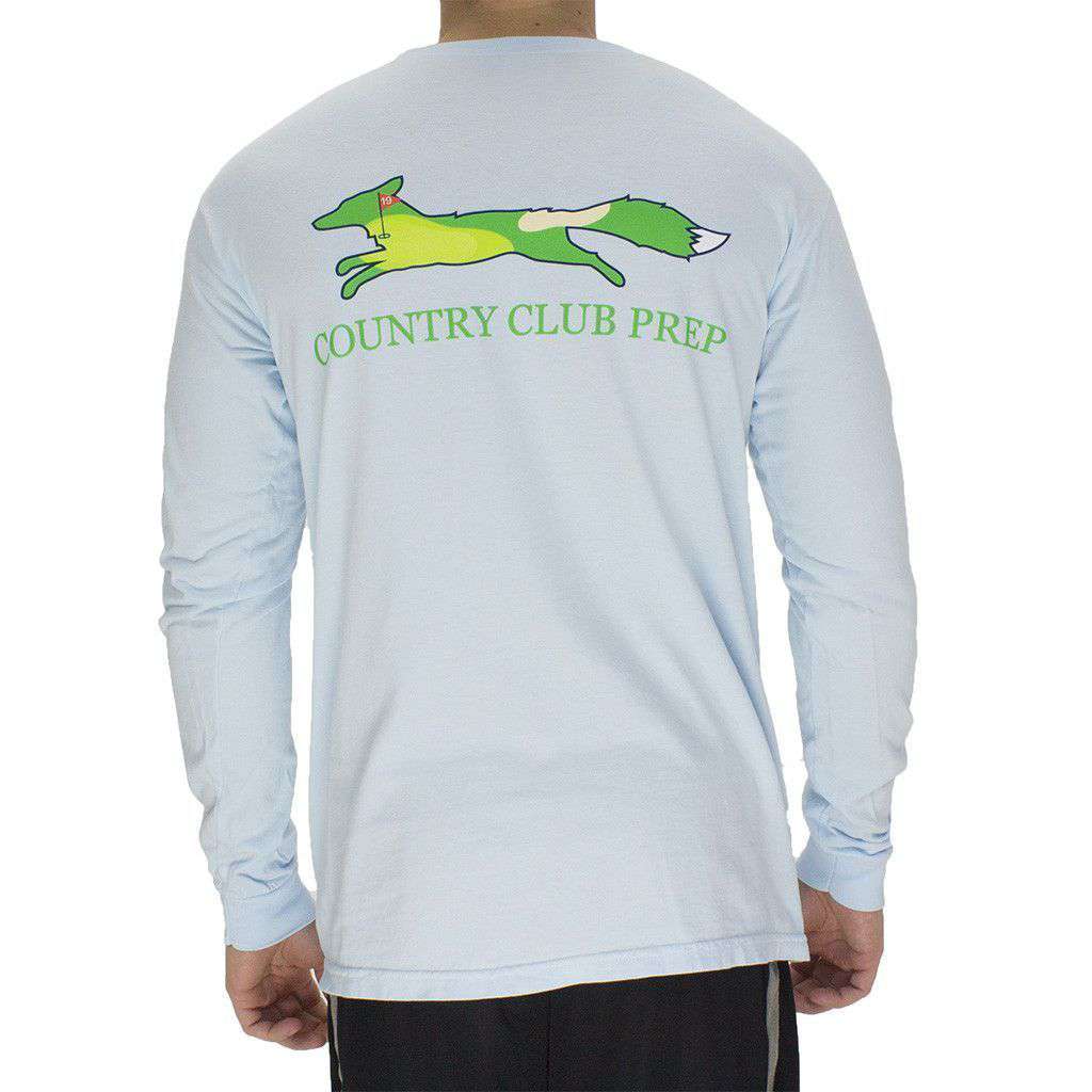 19th Hole Longshanks Logo Long Sleeve Tee in Chambray Blue by Country Club Prep - Country Club Prep