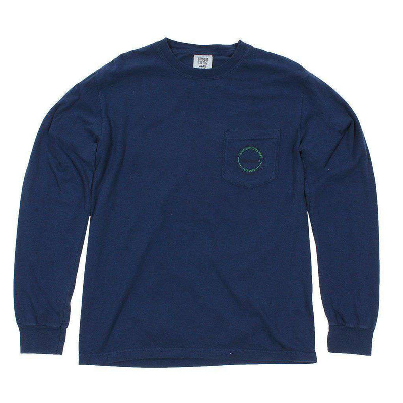 19th Hole Longshanks Logo Long Sleeve Tee Shirt in True Navy by Country Club Prep - Country Club Prep