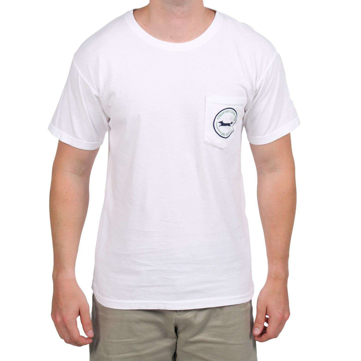 19th Hole Longshanks Logo Tee Shirt in White by Country Club Prep - Country Club Prep