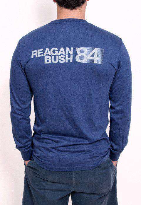 30th Anniversary Reagan Bush '84 Long Sleeve Pocket Tee in Navy by Rowdy Gentleman - Country Club Prep