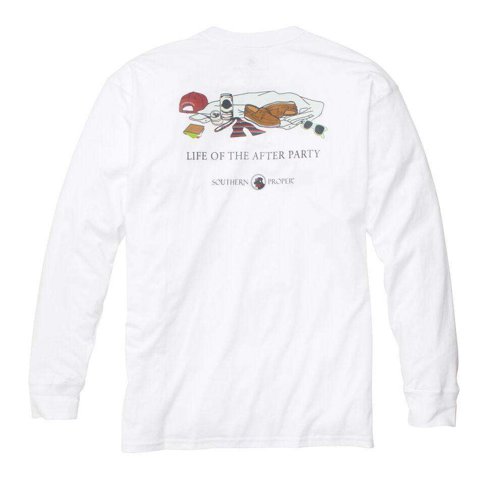 After Party Longsleeve Tee in White by Southern Proper - Country Club Prep