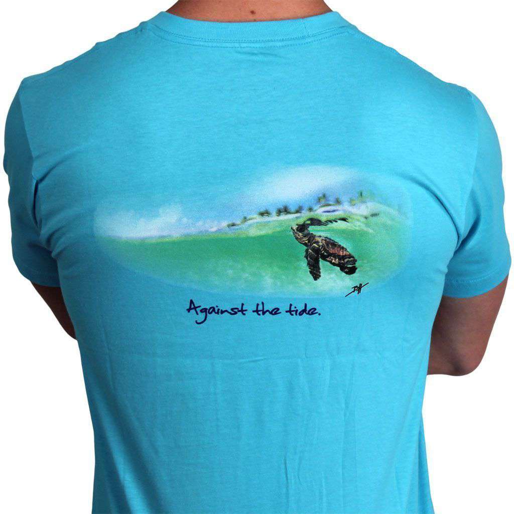 Against the Tide Tee in Aquamarine by Loggerhead Apparel - Country Club Prep