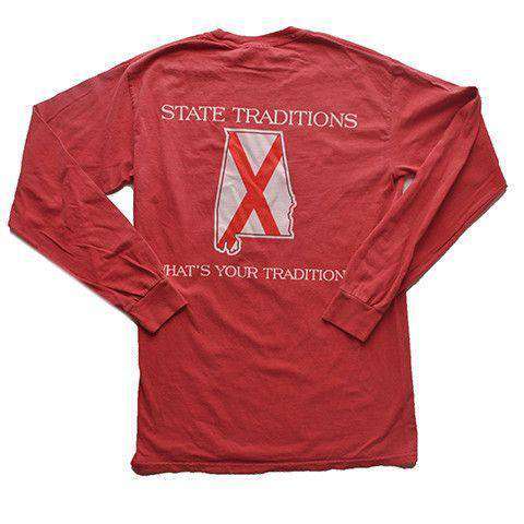 AL Traditional Long Sleeve T-Shirt in Crimson by State Traditions - Country Club Prep
