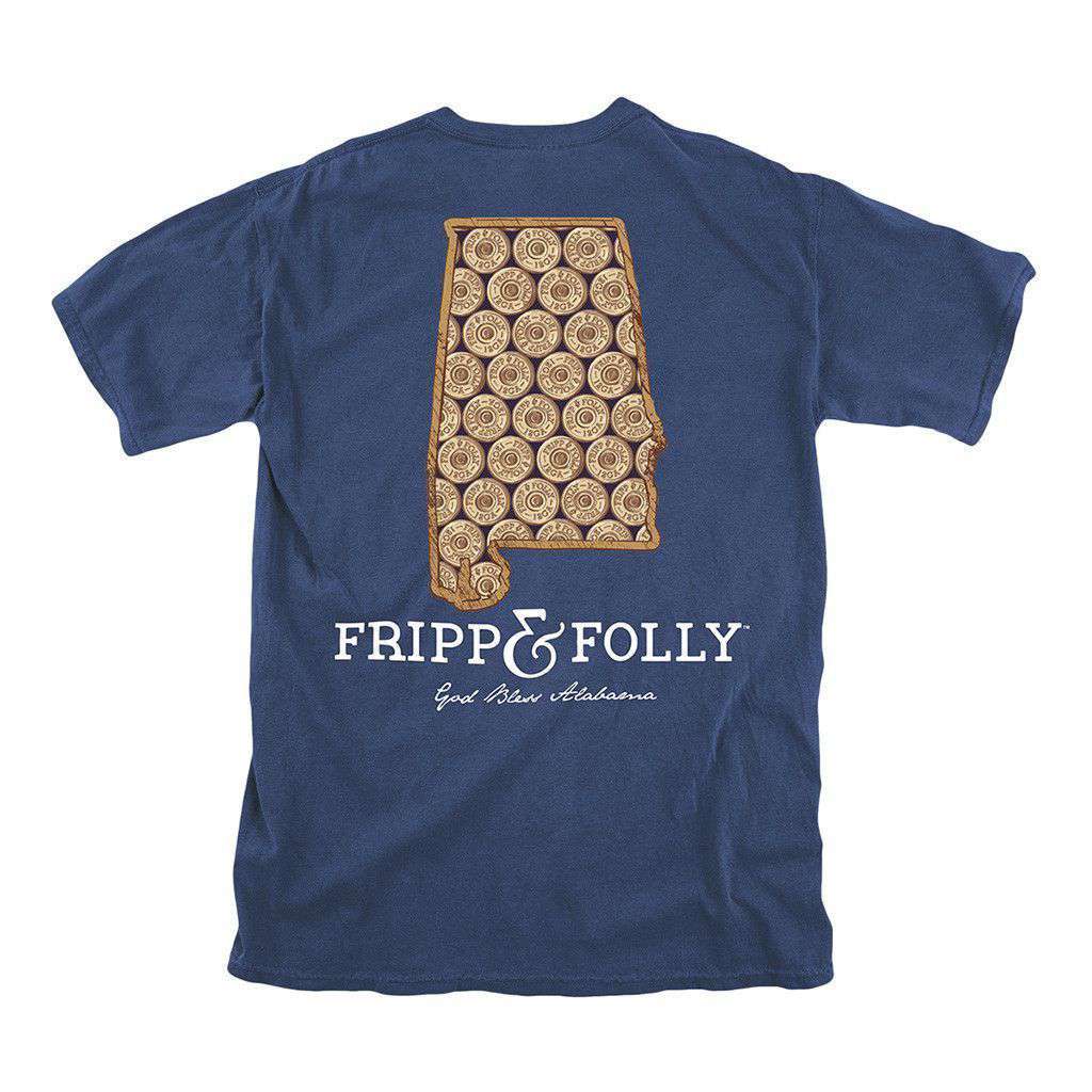 Alabama Shotgun Shell Tee in True Navy by Fripp & Folly - Country Club Prep