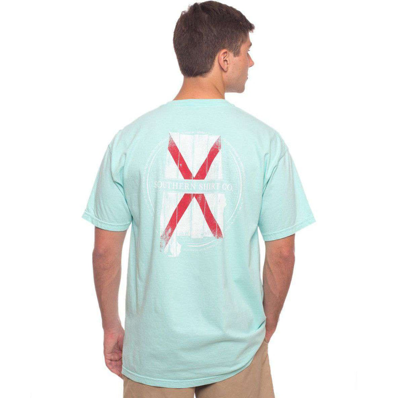 Alabama Wooden State Tee Shirt in Ocean Blue by The Southern Shirt Co. - Country Club Prep