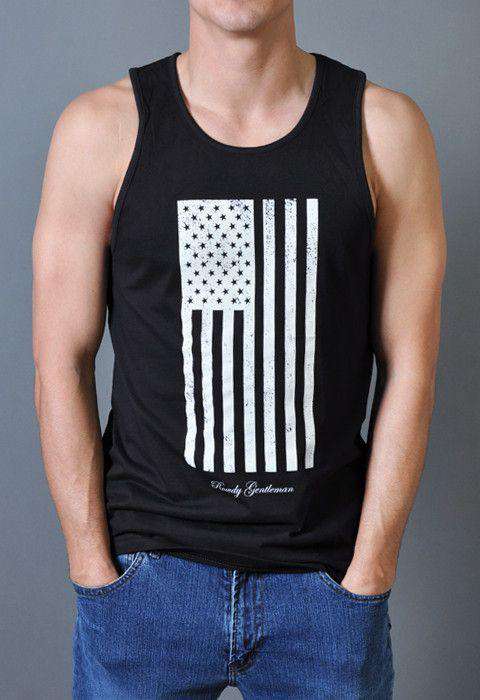 American Flag Tank Top in Black by Rowdy Gentleman - Country Club Prep