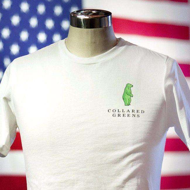 American Flag Tee in White by Collared Greens - Country Club Prep