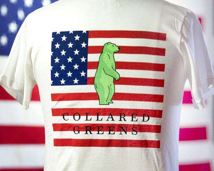 American Flag Tee in White by Collared Greens - Country Club Prep