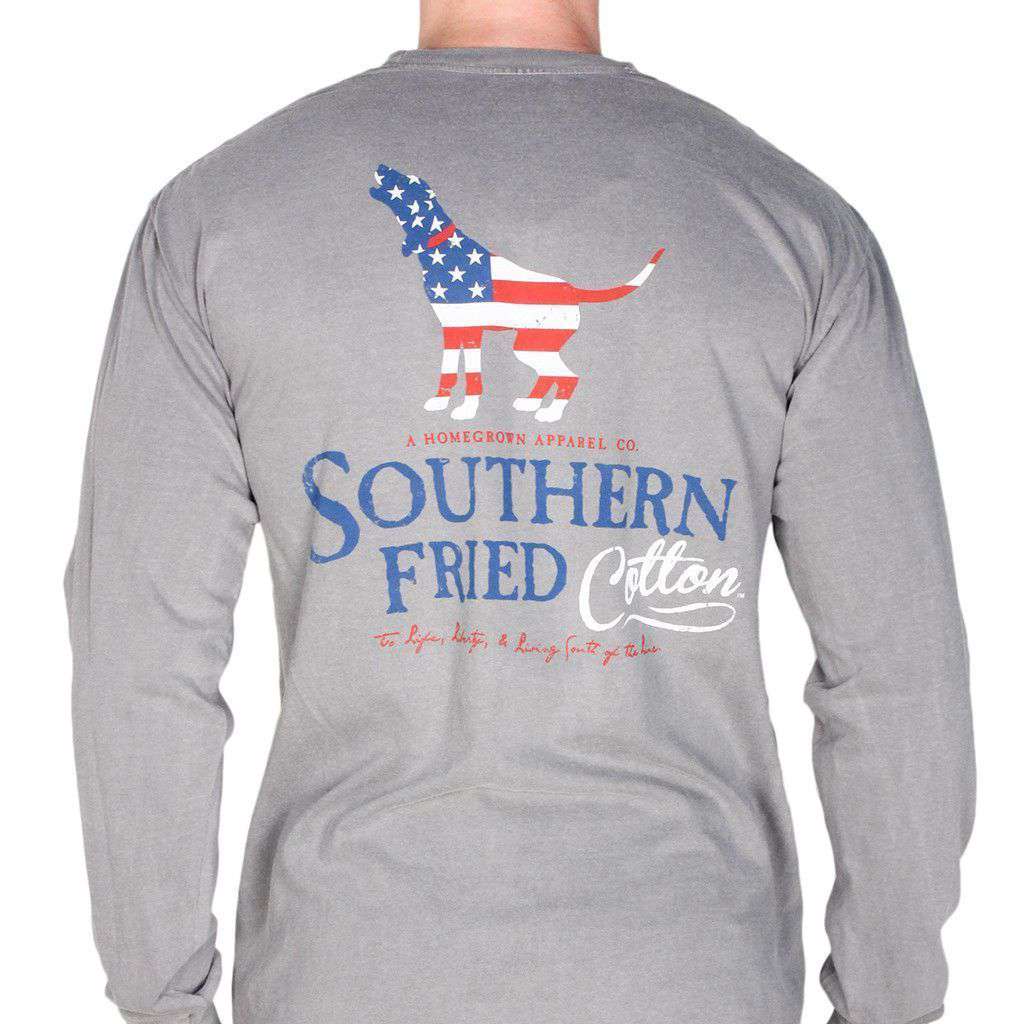 American Hound Long Sleeve Pocket Tee in Grey by Southern Fried Cotton - Country Club Prep
